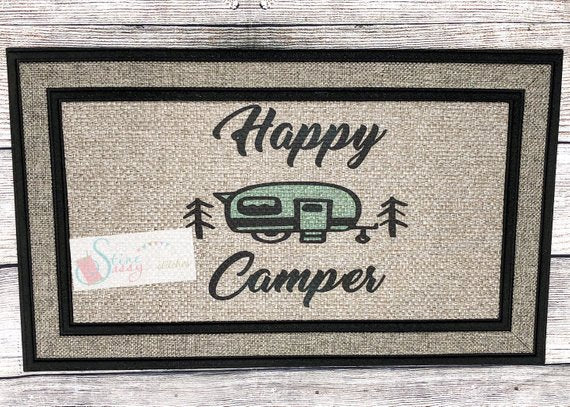 Happy Camper Outdoor Mat Camping Decor